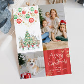 Red Stripes Festive Greens Merry Christmas 2 Photo シーズンカード