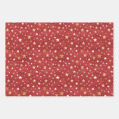 Red Stripes Green Ribbons Gold Stars Christmas ラッピングペーパーシート (正面2)