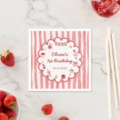 Red Stripes Hand Drawn Birthday Party スタンダードカクテルナプキン (インサイチュ)