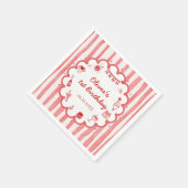 Red Stripes Hand Drawn Birthday Party スタンダードカクテルナプキン (角)