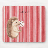 Red Stripes Hedgehog Hearts Balloon マウスパッド (正面)