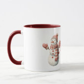 Red Stripes Jolly Christmas Snowman マグカップ (左)