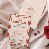 RED Stripes RETRO Bridal Shower 招待状