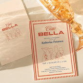 RED Stripes RETRO Bridal Shower 招待状