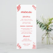 Red Stripes Retro Hand Drawn Italian Wedding Menu メニュー (スタンド正面)