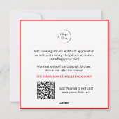 Red Stripes Wreath Corporate Logo QR Code Holiday  シーズンカード (裏面)