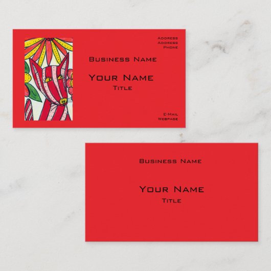 Red Stripped Dog Business Cards 名刺 (正面/裏面)