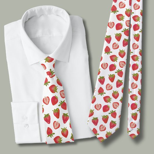 Red Summer Strawberry Pattern Neck Tie ネクタイ
