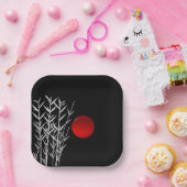 Red sun black white zen ペーパープレート (パーティー)