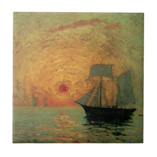Red Sun by Maxime Maufra、ヴィンテージ印象主義 タイル