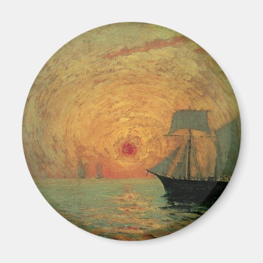 Red Sun by Maxime Maufra、ヴィンテージ印象主義 マグネット (正面)
