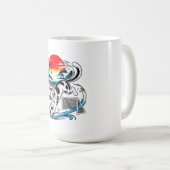 Red Sun Wave Design - Japanese Soccer Cat コーヒーマグカップ (正面右)