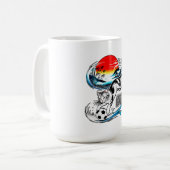 Red Sun Wave Design - Japanese Soccer Cat コーヒーマグカップ (正面左)