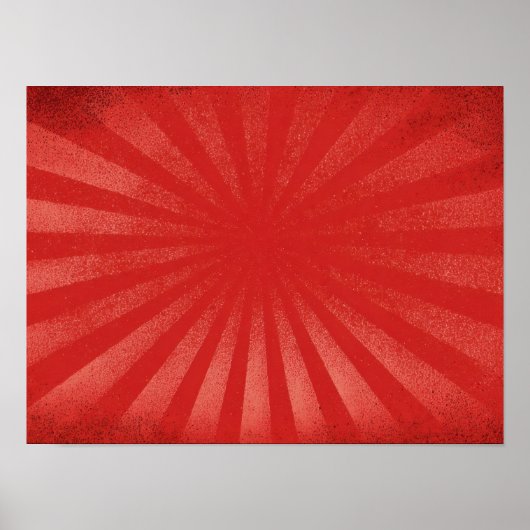 Red Sunburst Background – Vintage Retro Texture ポスター (正面)