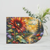 Red Sunflower in valley by stream 招待状 (スタンド正面)