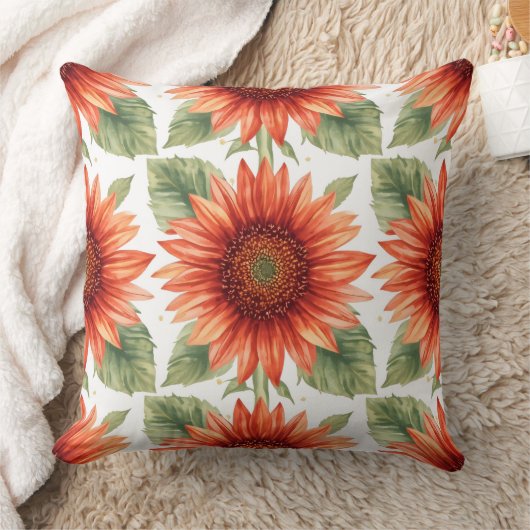 Red Sunflower Pattern クッション (ブランケット)