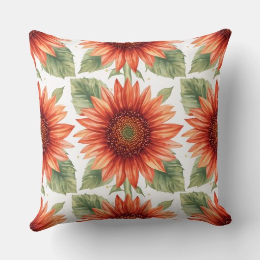 Red Sunflower Pattern クッション (裏面)