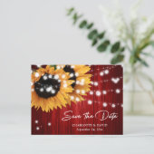 Red Sunflower Wedding Save The Date Postcard 案内ポストカード (スタンド正面)