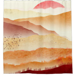 Red Sunset シャワーカーテン