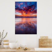 Red sunset over the sea, California ポスター (キッチン)