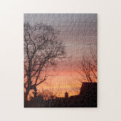 red sunset sky black silhouette trees ジグソーパズル (縦)