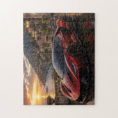 Red Supercar at Mediterranean Sunset ジグソーパズル (縦)