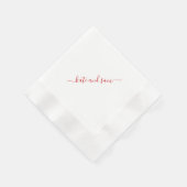 Red Swash Script パーソナライズされた Coined結婚's 縁ありカクテルナプキン (角)