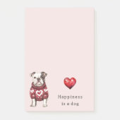 Red Sweater White Hearts Happiness is a dog ポストイット (正面)