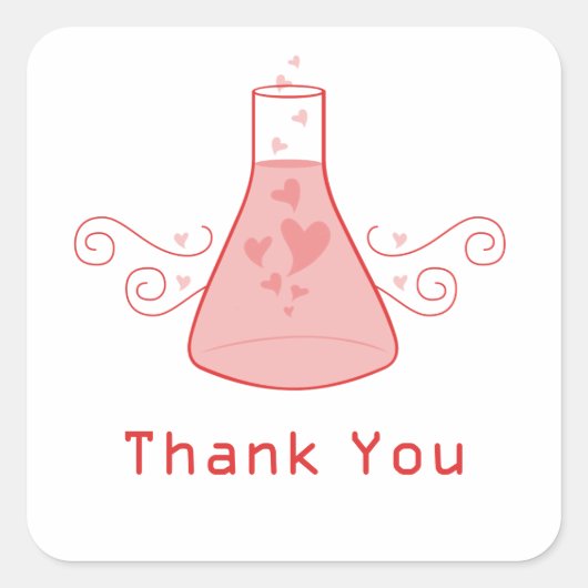 Red Sweet Chemistry Thank Stickers スクエアシール (正面)