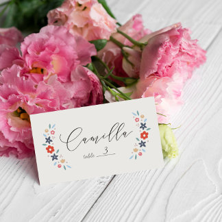 Red Sweet Floral Baby Shower Folded Place Card プレイスカード
