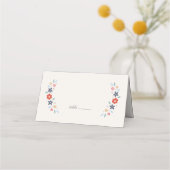 Red Sweet Floral Baby Shower Folded Place Card プレイスカード (正面)