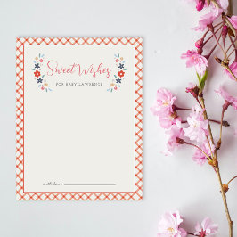 Red Sweet Floral Wishes For Baby Shower Card  ノートカード