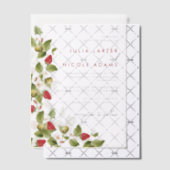 Red Sweet Wild Strawberry Flowers Wedding ベラム紙招待状 (オフセット (招待状))