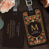 Red Sword Shield Medieval Fantasy Monogram ラゲッジタグ