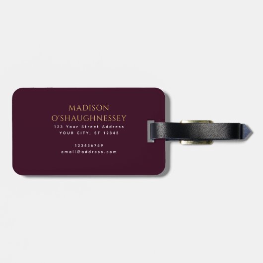 Red Sword Shield Medieval Fantasy Monogram ラゲッジタグ (裏面横)