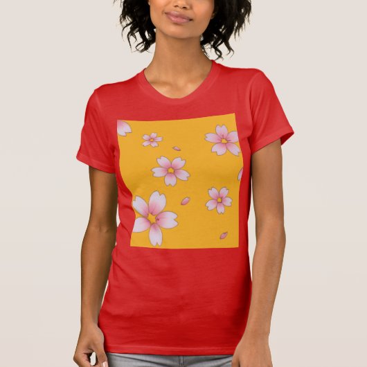 Red t-shirt with flowers tシャツ (正面)