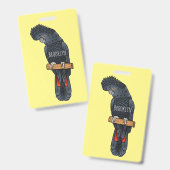 Red-tailed black cockatoo bird cartoon バッジ (正面＆裏面)