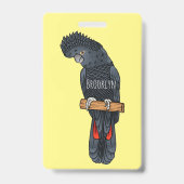 Red-tailed black cockatoo bird cartoon バッジ (裏面)