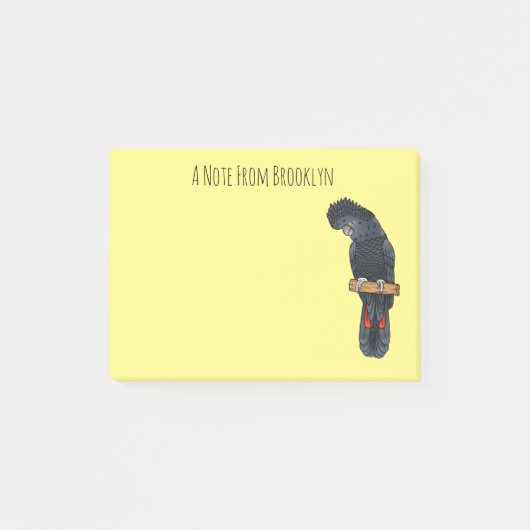 Red-tailed black cockatoo bird cartoon ポストイット (正面)