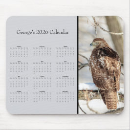 Red-tailed Hawk: Customize full year 2026 calendar マウスパッド