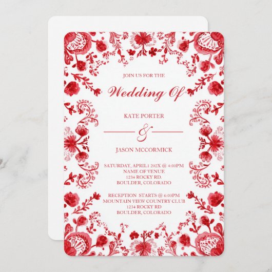 Red Talavera Wedding  招待状 (正面/裏面)