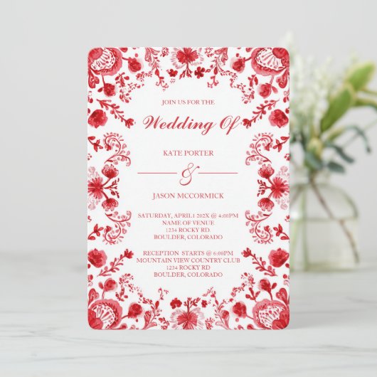 Red Talavera Wedding  招待状 (スタンド正面)