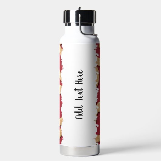 Red & Tan Heart Pattern ウォーターボトル (左面)