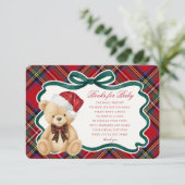 Red Tartan Christmas Bear Books for Baby Card エンクロージャーカード (スタンド正面)