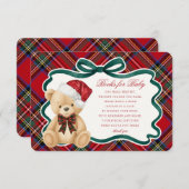 Red Tartan Christmas Bear Books for Baby Card エンクロージャーカード (正面/裏面)