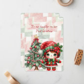 Red Tartan Daughter First Christmas  ノートカード (正面/裏面インサイチュ)