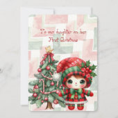 Red Tartan Daughter First Christmas  ノートカード (正面)