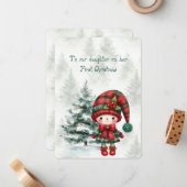 Red Tartan Daughter First Christmas  ノートカード (正面/裏面インサイチュ)