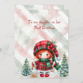 Red Tartan Daughter First Christmas  ノートカード