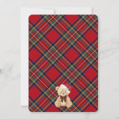 Red Tartan Plaid Christmas Bear Baby Shower 招待状 (裏面)